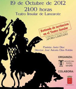Coral San Ginés, clásicos para coro, viernes 19 de octubre, teatro insular de Lanzarote