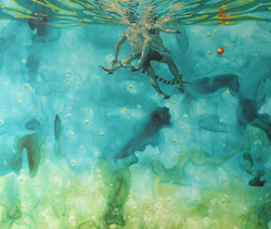 Pintura de la exposición Entre dos mares, de Elena Betancor y Nuria Meseguer, Los Aljibes