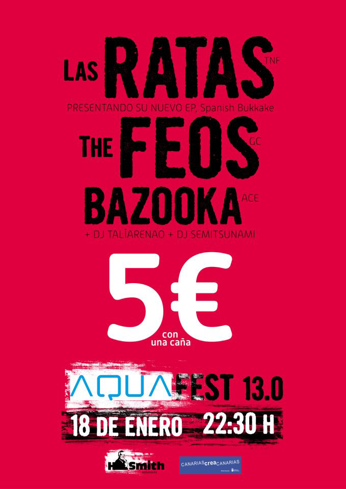 Aquafest. Concierto de Las Ratas, The Feos y Bazooka en Arrecife, Lanzarote
