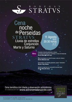 Lluvia de estrellas y cena temática en El Aljibe del Obispo de Bodega Stratvs, Lanzarote