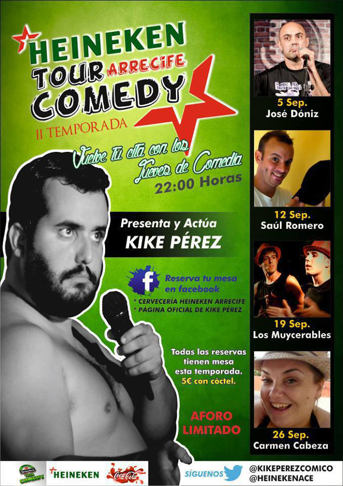 Heineken Tour Comedy 2013, monólogos en Arrecife con Kike Pérez