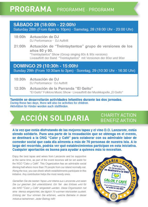 Programa de la Fiesta de la Tapa en El Varadero de La Tiñosa, Lanzarote