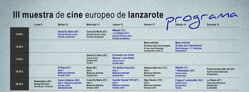 Programa III Muestra de Cine Europeo de Lanzarote