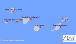 Índice de radiación UV de nivel 10 en Lanzarote