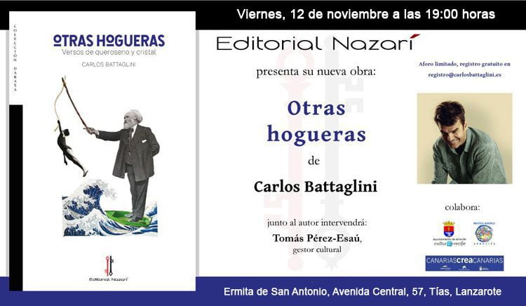 Cartel presentación libro otras Hogueras de Carlos Battaglini