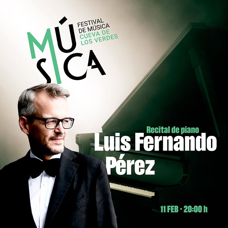 Cartel del concierto de piano de Luís Fernando Pérez en Cueva de los Verdes