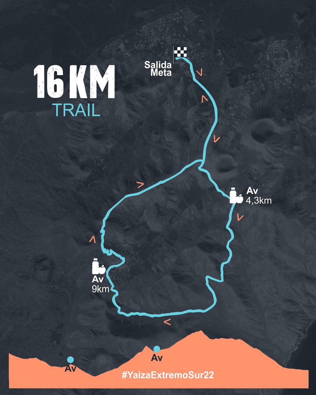 Circuito y recorrido prueba Trail Run 16 kilometros Yaiza Extremo Sur 2023