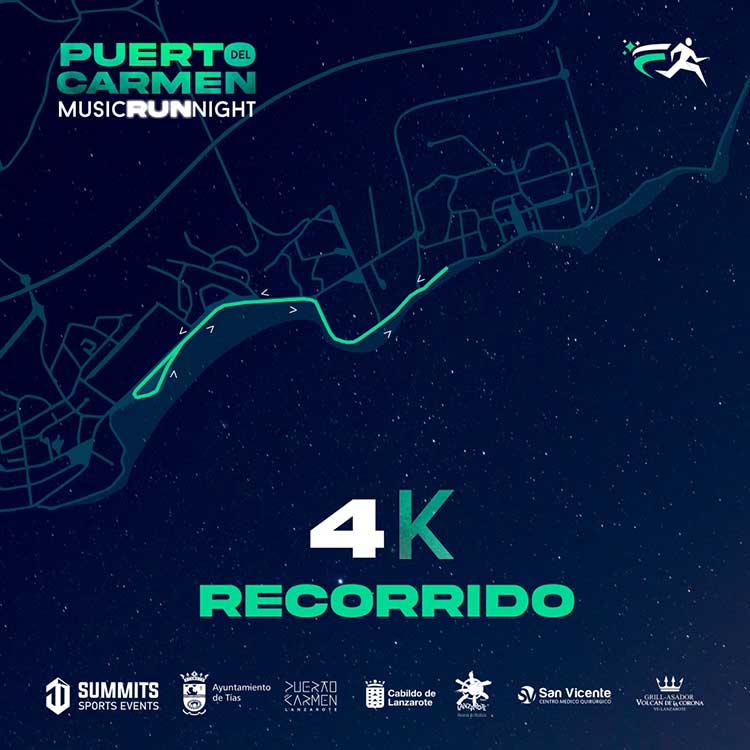 Recorrido 4 kilómetros de la Puerto del Carmen Music Night Run 2024