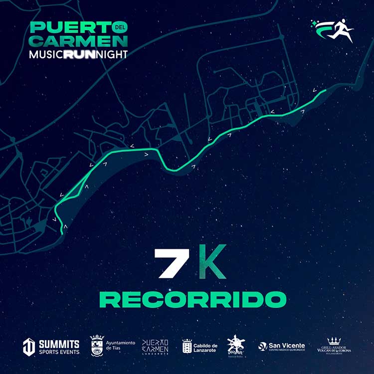 Recorrido 7 kilómetros de la Puerto del Carmen Music Night Run 2024