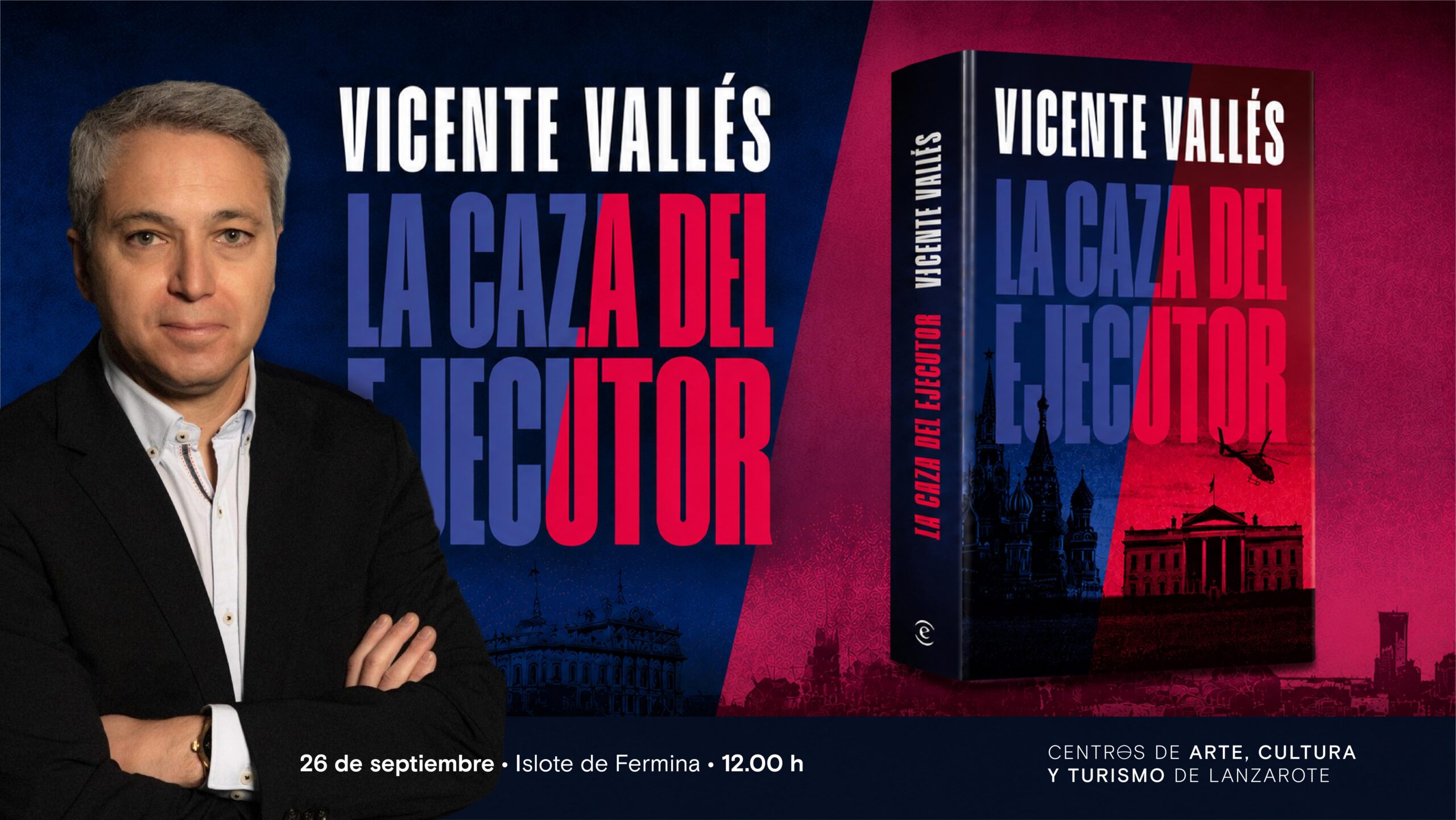 Vicente Vallés en Lanzarote presenta La caza del ejecutor en el Islote de Fermina