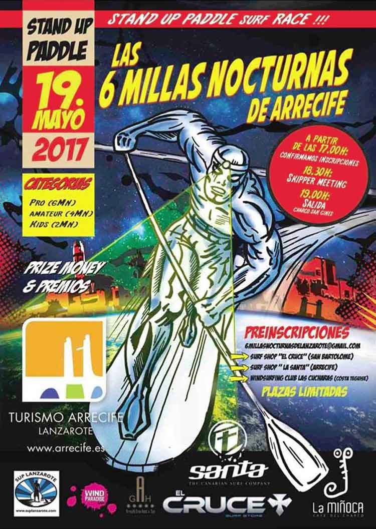 6 millas nocturnas arrecife stand up paddle