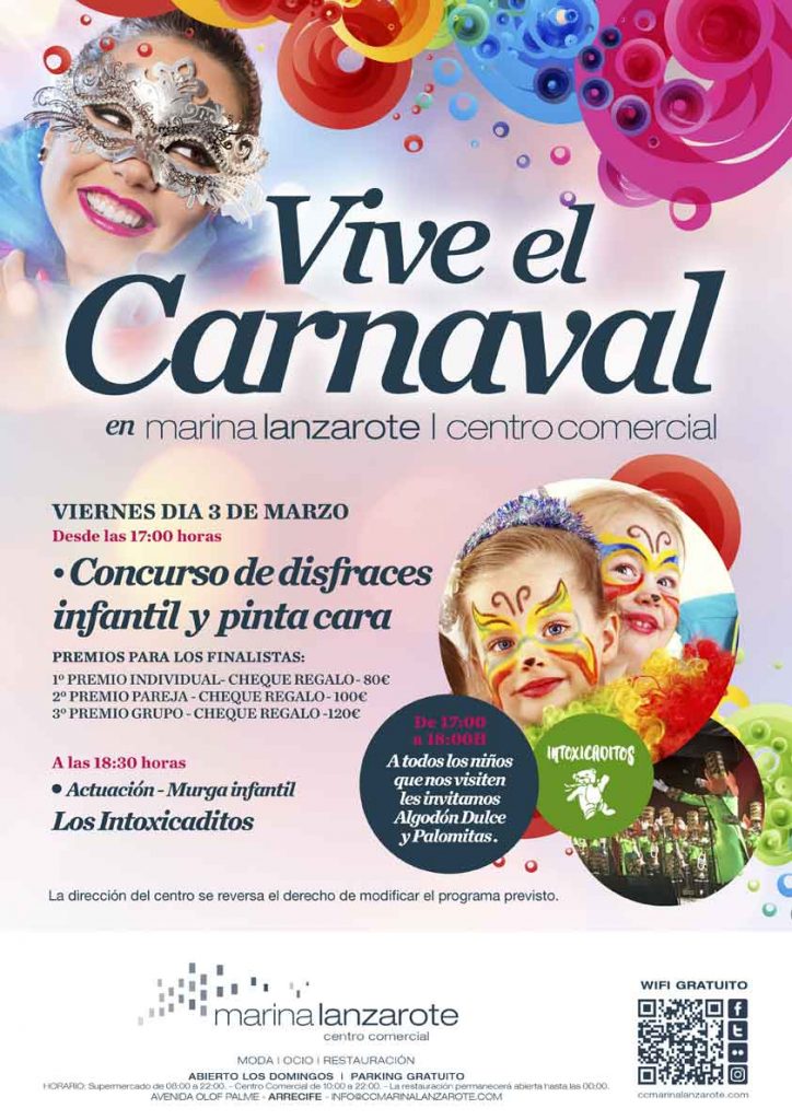 Concurso Infantil de Disfraces y Pinta Caras en Marina Lanzarote (Viernes, 03 de marzo)