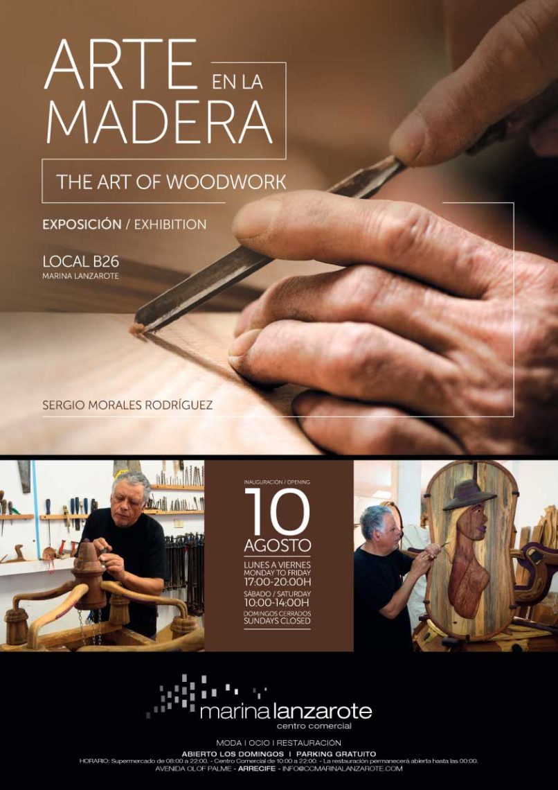 Exposición de Segio Morales Arte en la Madera en Marina Lanzarote (Hasta diciembre)