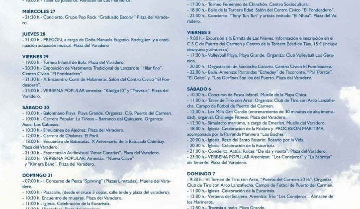 programa fiestas del carmen la tiñosa puerto del carmen 2016