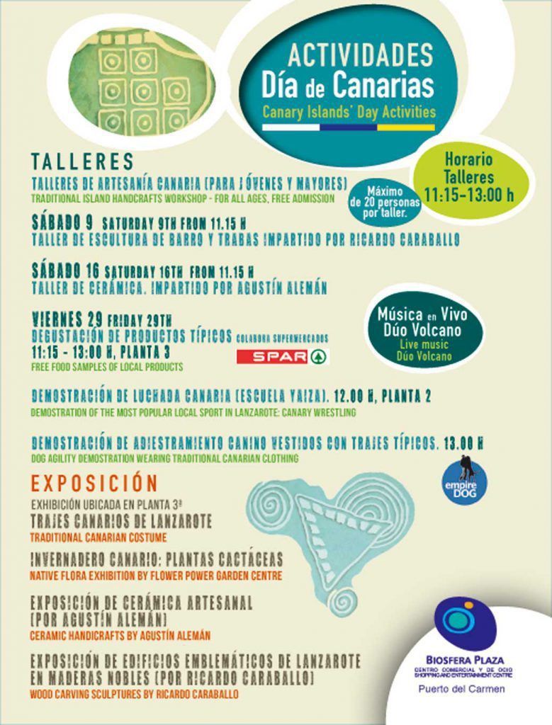 Eventos por el Día de Canarias en el Centro Comercial Biosfera Plaza (Del 04 de mayo al 01 de junio)