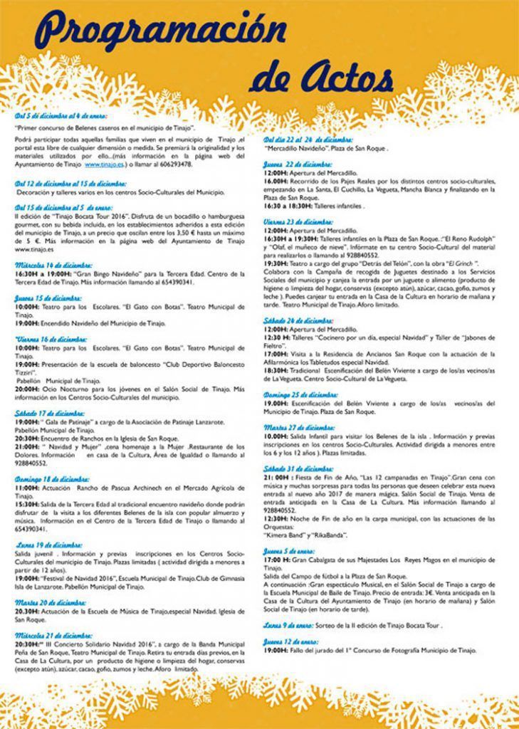 Programa de Navidad y Reyes Tinajo 2016/2017