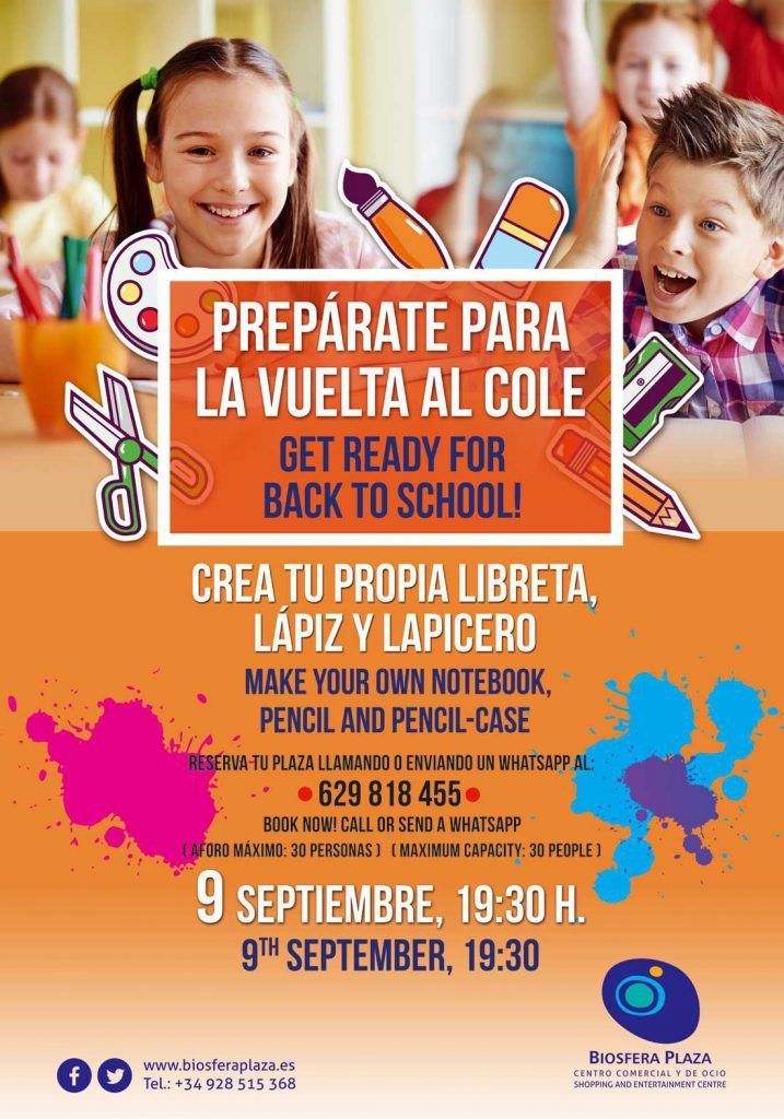 Taller de manualidades Prepara la Vuelta al Cole en el C.C. Biosfera (Viernes, 09 de septiembre)